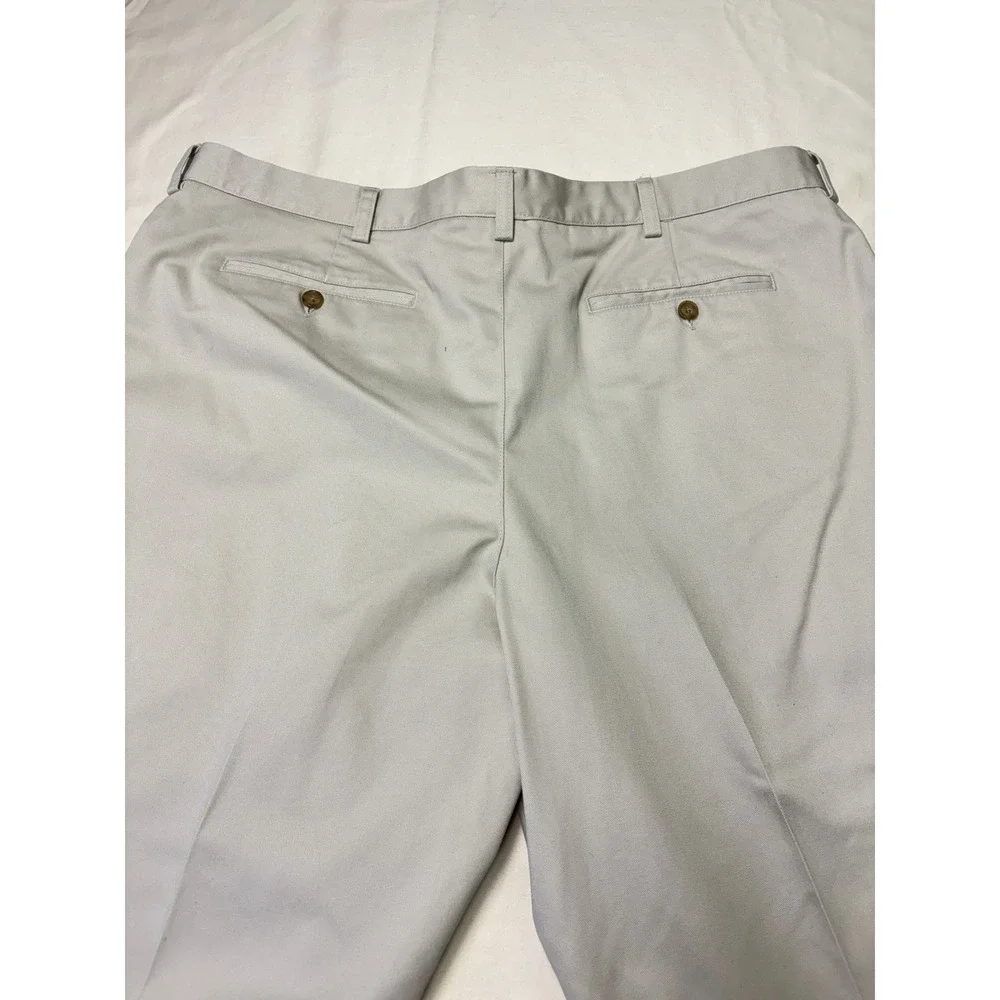 LL Bean Classic Fit Chino Pants Mens 44x28 Stone Khaki Cotton Twill‎ 212330